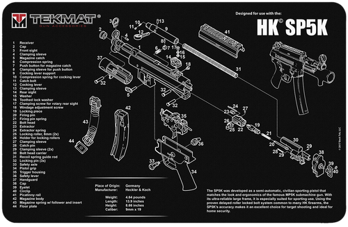 TekMat TEKR17HKSP5K HK SP5K Cleaning Mat Black/White Rubber 11"x17" HK SP5K Parts Diagram