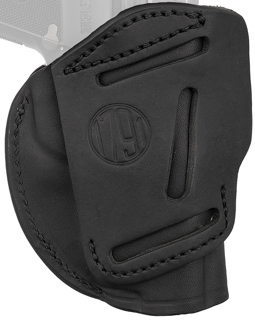 1791 Gunleather 4WH1SBLL 4-Way  IWB/OWB 01 Stealth Black Leather Belt Clip Fits 3-4" Barrel 1911 Left Hand