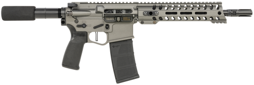Patriot Ordnance Factory 01802 Minuteman Direct Impingement 5.56x45mm NATO Caliber with 10.50" Barrel, 30+1 Capacity, Tungsten Metal Finish, Buffer Tube Stock & Black MFT Grip Right Hand