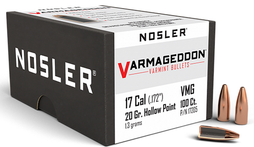 Nosler 17205 Varmageddon  17Cal 20gr Flat Base Hollow Point 100/Box