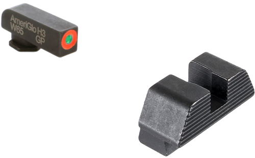 AmeriGlo GL433 Protector Sight Set for Glock  Green Tritium Orange Outline Front Sight-Black Serrated Rear Sight