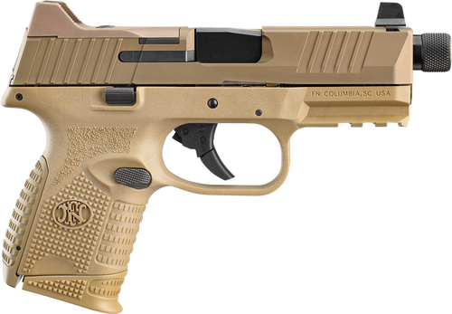 FN 66100781 509CT  Compact 9mm Luger 10+1, 4.32" Black Steel Threaded Barrel, Flat Dark Earth PVD Optic Cut/Serrated Stainless Steel Slide, Flat Dark Earth Polymer Frame w/Picatinny Rail, Ambidextrous