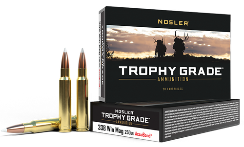 Nosler 60086 Trophy Grade  338WinMag 250gr Nosler AccuBond 20 Per Box/10 Case