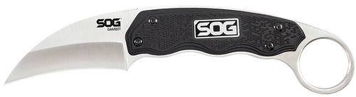 S.O.G SOG-GB1001-C Gambit  2.58" Fixed Sheepsfoot Plain Satin Polished 7Cr17MoV SS Blade Black GRN Handle Includes Sheath