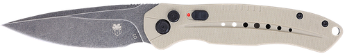 CobraTec Knives TANDIABLOAUTO Diablo  3.50" Folding Black Stonewashed D2 Steel Blade, 4.75" Tan Textured G10 Scales Handle