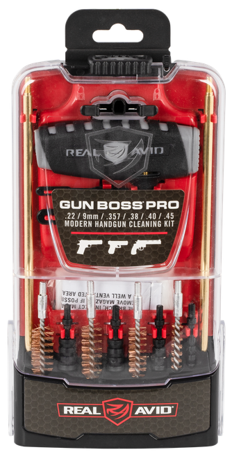 Real Avid AVGBPROP Gun Boss Cleaning Kit Multi-Caliber Pistol Firearm Slotted Tip 12.50" Long Bronze Bristles Includes Case