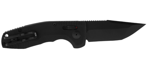 S.O.G SOG-15-38-09 SOG-TAC Auto Compact 2.94" Folding Tanto Plain Black TiNi Cryo D2 Steel Blade Black Micro-Textured Anodized Aluminum Handle Includes Pocket Clip