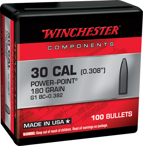 Winchester Ammo WB308P180X Centerfire Rifle  308Win 180gr Power Point 100 Per Box/10 Case
