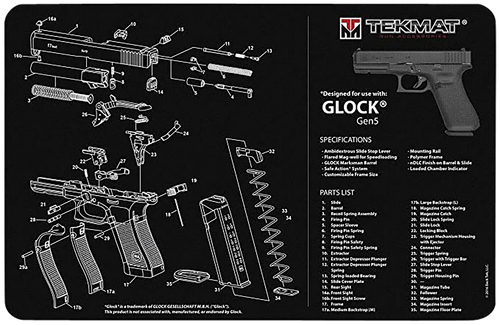 TekMat TEKR20GLOCK-G5 Glock Gen 5 Ultra 20 Cleaning Mat Multi-Color Rubber 15"x20" Glock Gen5 Parts Diagram