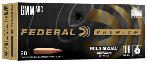 Federal GM6ARCBT1 Gold Medal  6mmARC 108gr 20 Per Box/10 Case