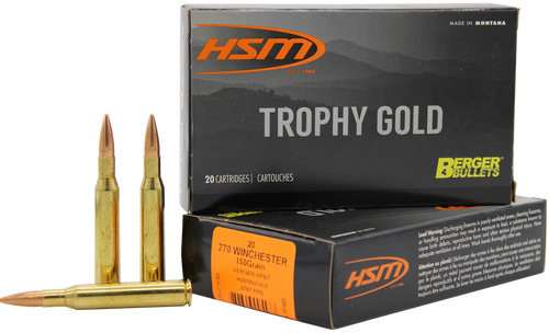 HSM 270150VLD Trophy Gold Extended Range 270 Win 150 gr Berger Hunting VLD Match 20 Per Box/ 20 Case