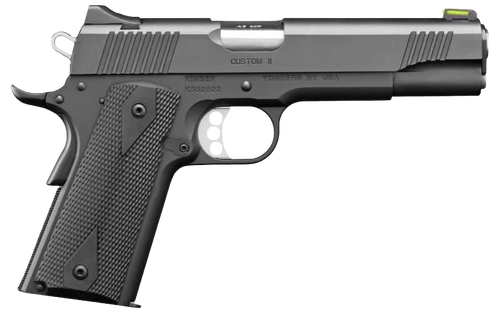 Kimber Mfg, Inc 3700549 Custom II  Full Size Frame 45 ACP 8+1 5" Stainless Match Grade Barrel, Matte Black Serrated Stainless Steel Slide, Matte Black Steel Frame w/Beavertail, Black Hogue Rubber Grip