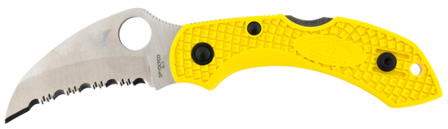 Spyderco C28SYL2HB Dragonfly 2 Salt 2.30" Folding Hawkbill Serrated H2 Steel Blade Yellow FRN Handle, Includes Pocket Clip