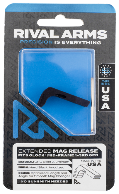 Rival Arms RA72G001A Magazine Release  Compatible w/Glock Gen3 (Except 21SF) Extended, Black Anodized Aluminum