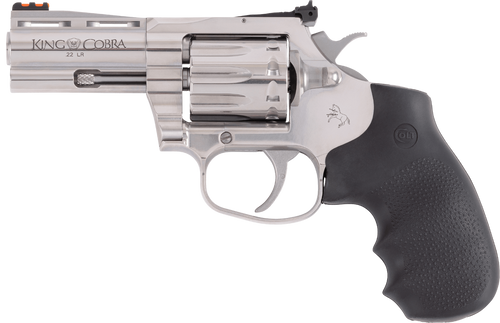Colt Mfg KCOBRA22SP3RFO King Cobra  22 LR 10 Shot 3" Stainless Vent Rib Barrel, Stainless Cylinder & Frame, Black Rubber Grip