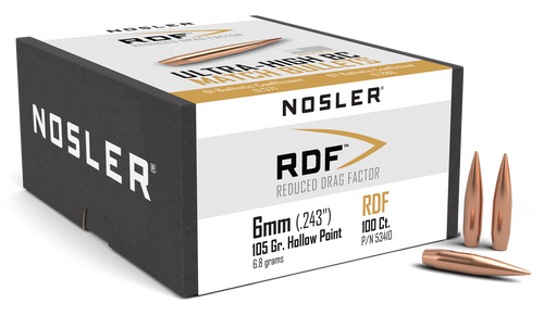 Nosler 53410 RDF Match 6mm 105gr Hollow Point Boat Tail 100/Box