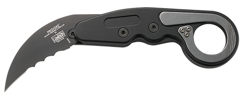 CRKT 4040V Provoke  2.41" Folding Hawkbill Veff Serrated Black TiCN D2 Steel Blade, Black Aluminum Handle, Includes Pocket Clip