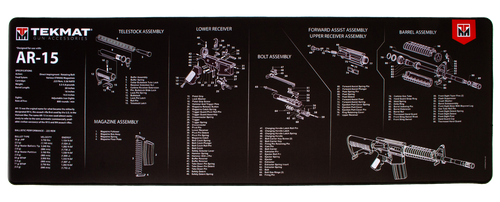 TekMat TEKR44AR15 AR-15 Ultra 44 Cleaning Mat Black/White Rubber 15"x44" AR-15 Parts Diagram