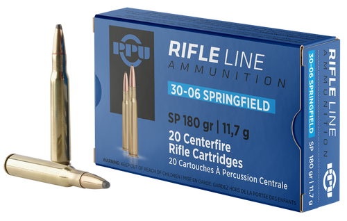 PPU PP30063 Standard Rifle  30-06Springfield 180gr Soft Point 20 Per Box/10 Case