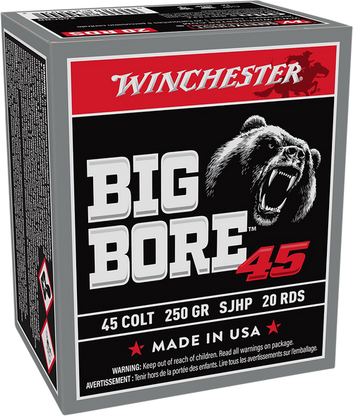 Winchester Ammo X45CBB Big Bore  45Colt 250gr Semi Jacketed Hollow Point 20 Per Box/10 Case