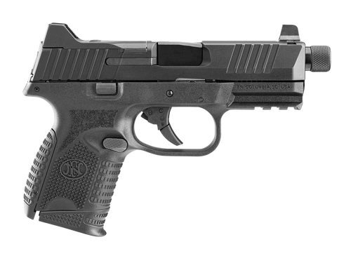 FN 66100782 509CT w/Optic Compact 9mm Luger 12+1/24+1, 4.32" Black Steel Threaded Barrel, Black PVD Optic Cut/Serrated Stainless Steel Slide, Black Polymer Frame w/Picatinny Rail