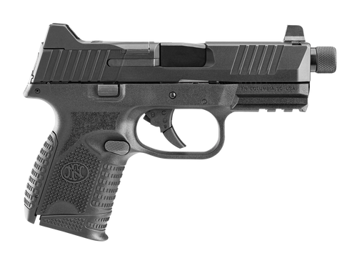 FN 66100782 509CT w/Optic Compact 9mm Luger 12+1/24+1, 4.32" Black Steel Threaded Barrel, Black PVD Optic Cut/Serrated Stainless Steel Slide, Black Polymer Frame w/Picatinny Rail