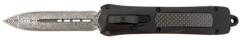 Steel River Knives A163BDD Spartan  3.50" OTF Dagger Plain Damascus 440C SS Blade/Black w/Carbon Fiber Inlay Aluminum Zinc Alloy Handle