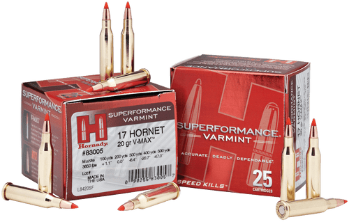 Hornady 83005 Superformance Varmint  17Hornet 20gr Hornady V Max 25 Per Box/10 Case