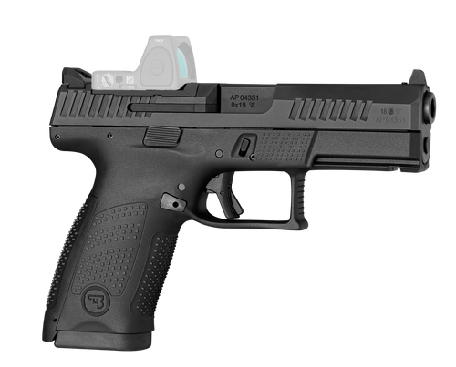 CZ-USA 01536 P-10 C  Compact Frame 9mm Luger 10+1 4.02" Black Carbon Steel Barrel, Black Nitride Optic Ready/Serrated Steel Slide, Black Polymer Frame w/Picatinny Rail, Interchangeable Backstrap Grip