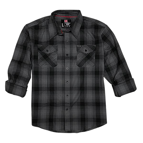 Hornady Gear 32223 Flannel Shirt  Large Gray/Black,  Cotton/Polyester, Relaxed Fit Button Up