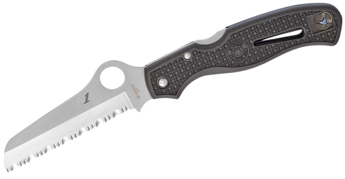 Spyderco C89SBK Atlantic Salt  3.69" Folding Sheepsfoot Serrated H1 Steel Blade Black Molded FRN Handle Includes Pocket Clip
