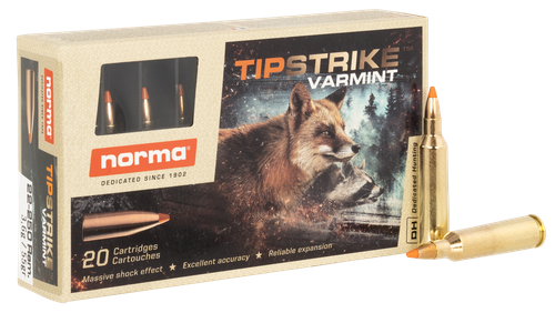 Norma Ammunition 20157372 Dedicated Hunting Varmint 22-250Rem 55gr Polymer Tip 20 Per Box/10 Case