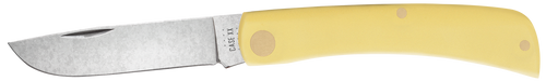 Case 00032 Sod Buster Jr.  2.80" Folding Skinner Plain Tumble Polish Chrome Vanadium Steel Blade/Yellow Synthetic Handle