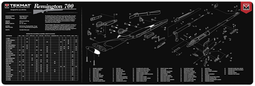 TekMat TEKR36REM700 Remington 700 Cleaning Mat Black/White Rubber 12"x36" Remington 700 Parts Diagram