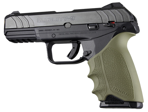 Hogue 17701 HandAll Beavertail made of Rubber with Textured OD Green Finish & Finger Grooves for Ruger Security-9