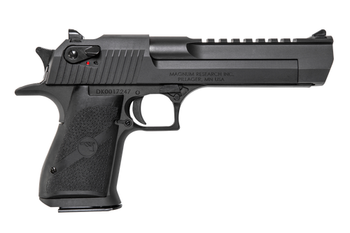 Magnum Research DE429 Desert Eagle Mark XIX 429 DE 7+1, 6" Black Steel Barrel, Matte Black Serrated Carbon Steel Slide & Frame w/Beavertail, Black Rubber Grip, Manual Thumb Safety, Right Hand