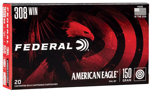 Federal AE308D American Eagle Rifle 308Win 150gr Full Metal Jacket Boat Tail 20 Per Box/25 Case