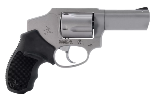Taurus 2-650139 650  Small 357 Mag 38/Special +P 5 Shot 3"  Stainless Steel Barrel, Cylinder & Frame, Black Rubber Grip, Transfer Bar Safety, Concealed Hammer