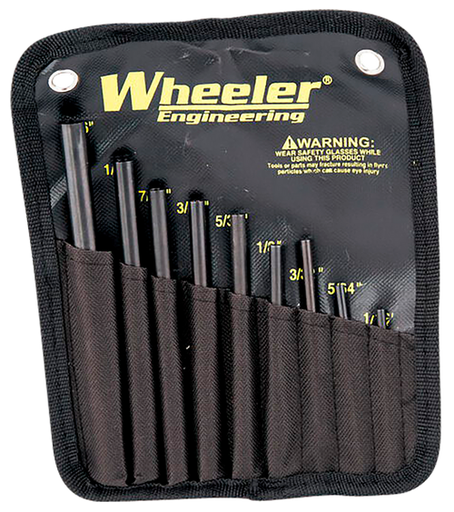Wheeler 710910 Roll Pin Punch Set Starter Set Black/Yellow Steel Knurled Handle 9 Pieces
