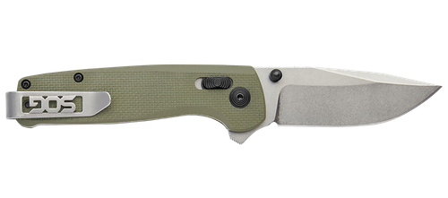 S.O.G SOGTM1022CP Terminus XR 2.95" Folding Plain Clip Point Stone Washed D2 Steel Blade/Olive Drab Textured G10 Handle
