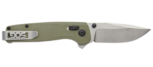 S.O.G SOGTM1022CP Terminus XR 2.95" Folding Plain Clip Point Stone Washed D2 Steel Blade/Olive Drab Textured G10 Handle