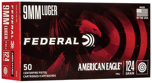 Federal AE9AP American Eagle Handgun 9mmLuger 124gr Full Metal Jacket 50 Per Box/20 Case