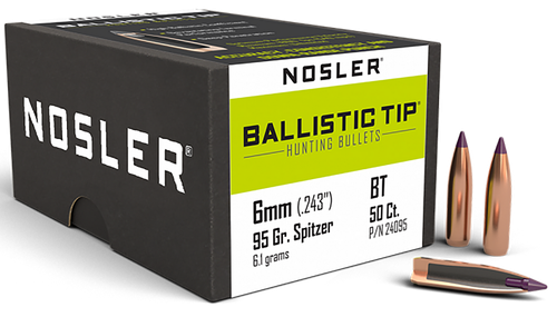 Nosler 24095 Ballistic Tip  6mm 95gr Spitzer 50/Box