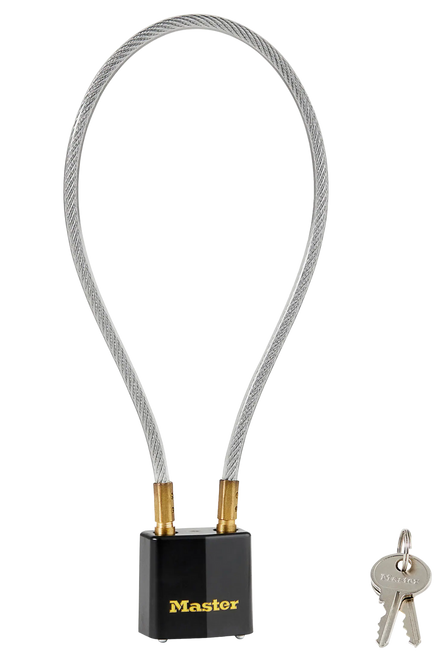 Master Lock 99DSPT Cable Lock  Open With Key Black & Gold Steel 14"