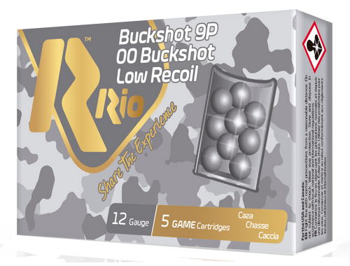 Rio Ammunition RBLR129 Royal Buck Low Recoil 12Gauge 2.75" 9Pellets 00Buck Shot 5 Per Box/50 Case