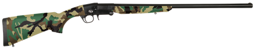 Charles Daly 930335 101  Compact 20 Gauge Break Open 3" 1rd 26" Black Steel Single Shot Barrel & Receiver, Fixed Woodland Camo Synthetic Stock, Beretta/Benelli Mobil Choke System