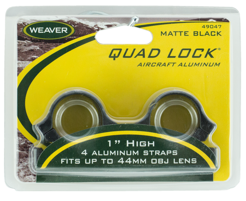 Weaver Mounts 49047 Quad Lock Detachable Rings  Matte Black 1" High