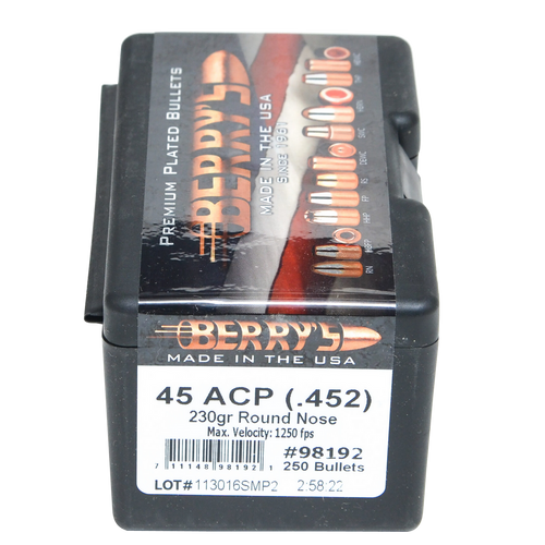 Berry's 98192 Superior Pistol 45Cal 230gr Round Nose 250/Box
