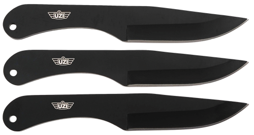 Uzi Accessories UZKTRW004 Throwing Knives IV Three, 8.25" Plain Black Stainless Steel