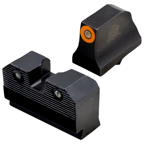 XS Sights GLR021P6N R3D  Night Sights fits Glock  Black | Green Tritium Orange Outline Front Sight Green Tritium  Rear Sight
